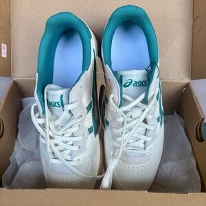 Asics White and Teal Athletic Shoes